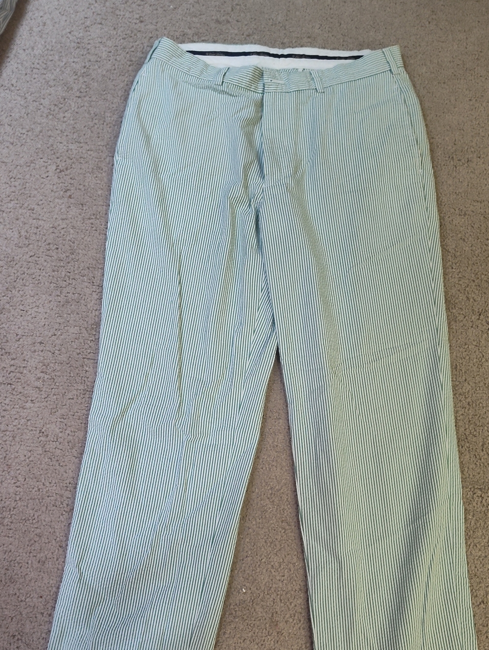 Brooks Brothers Light Green & White Seersucker Chinos
